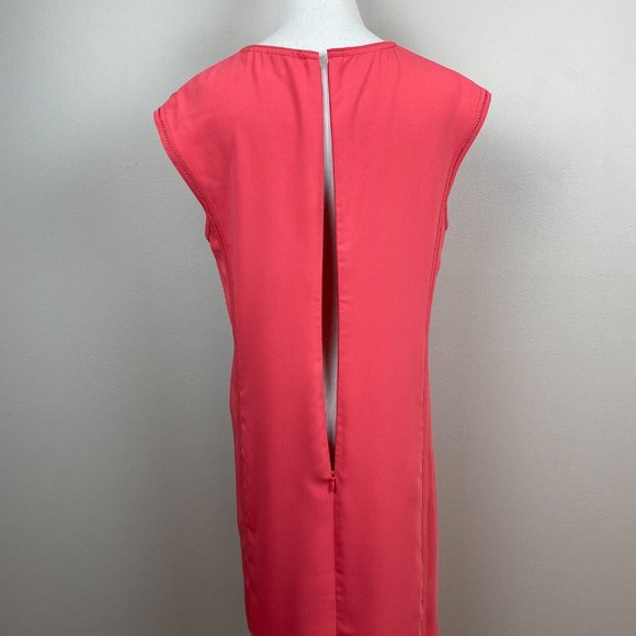 Reiss Mini Dress 8 Coral Pink Aura Stitch Detail Sleeveless Back Zip Cocktail - Picture 5 of 9
